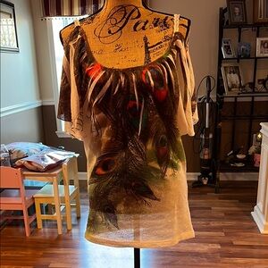Peacock feather print sweater material top